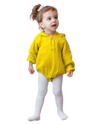 BODY CU GLUGA - MUSELINA GALBEN