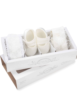 Set botoșei cu bentiță si dres , Angels , inimioara