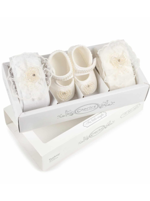 Set botoșei cu bentiță si dres , Angels , heart