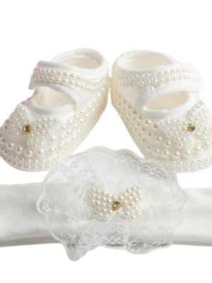 Set de botoși din satin și bentiță, fluturas