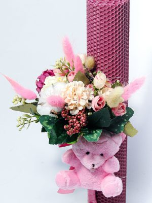 Lumânare botez Bear - roz