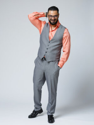 Vestă bărbătească din stofă gri