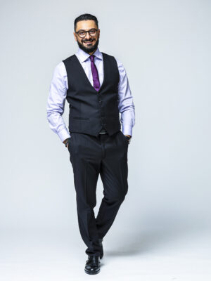 Vestă bărbătească din stofă – negru clasic