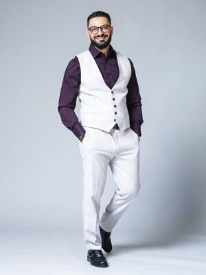 Pantaloni bărbătești din stofă bej deschis