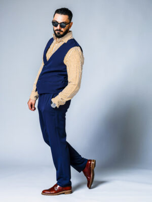 Vestă bărbătească din stofă bleumarin