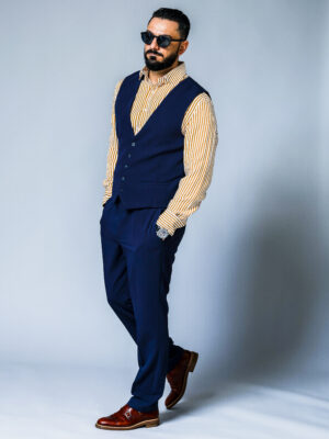 Pantaloni bărbătești din stofă bleumarin