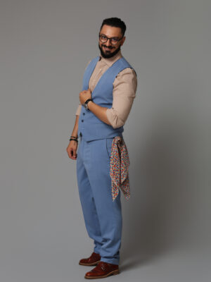 Pantaloni Stofa Albastru Deschis Barbati - Elegant Confortabil | Licurici Bebe