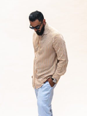 Cămașă bărbătească din bumbac 100% cu dungi verticale