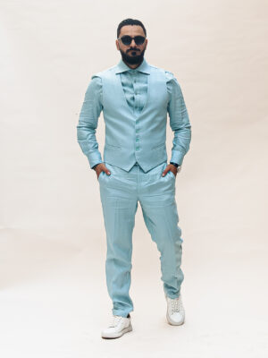 Vestă bărbătească din in 100% – Turcoaz Paste